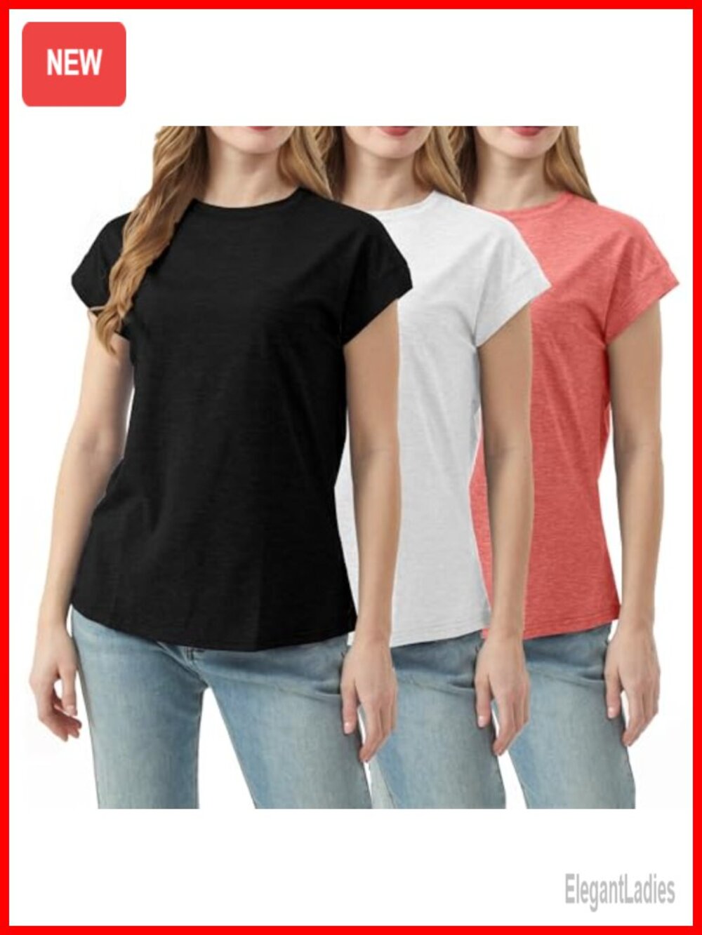 3 Pack Short Sleeve Crew Neck T Shirts Loose Fit Casual Summer Tops